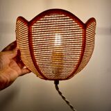Vintage lampshade wall light in pink natural material