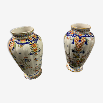 Pair of Rouen porcelain vases