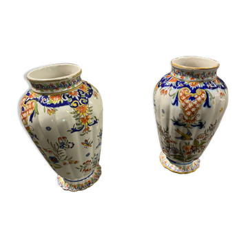 Pair of Rouen porcelain vases