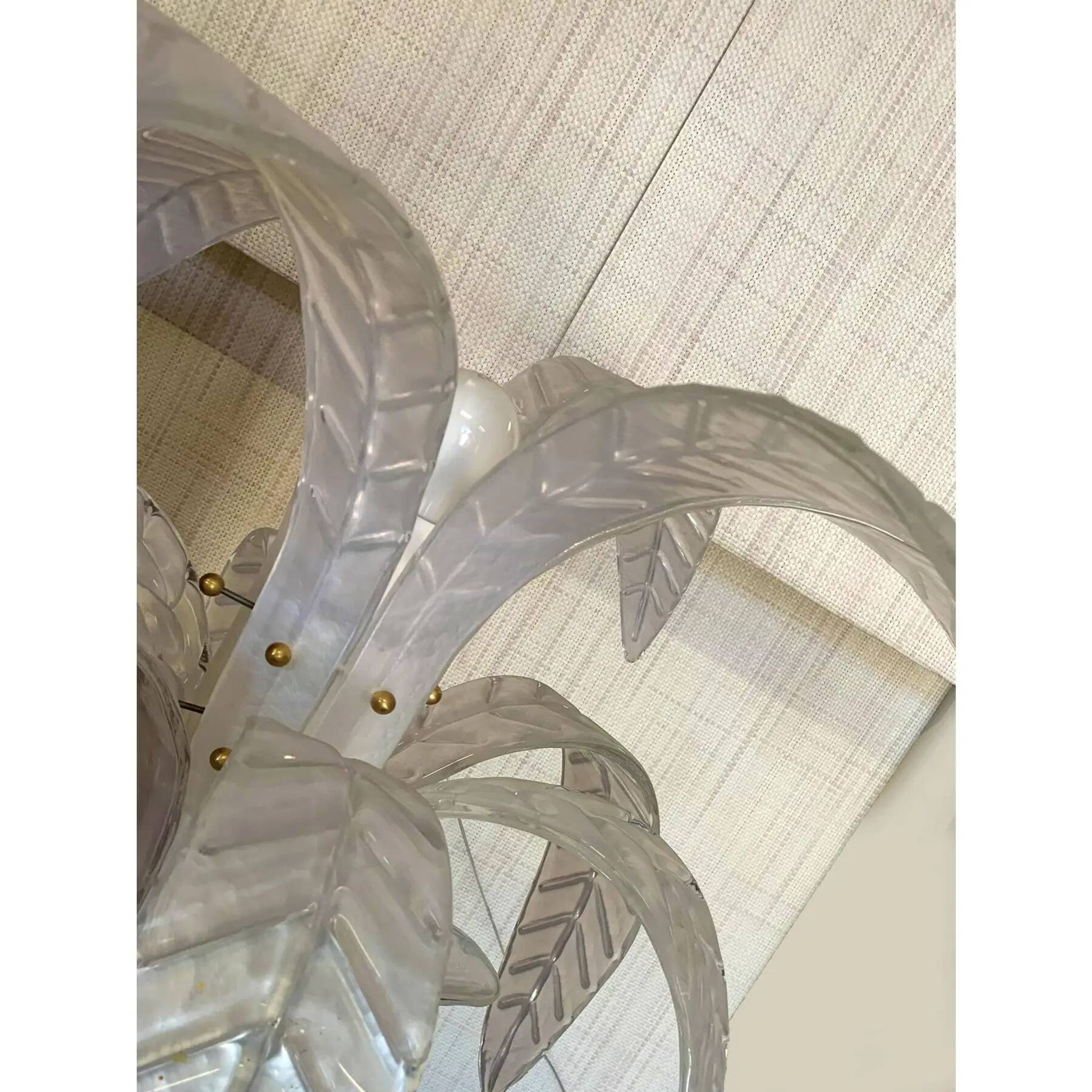 Vintage Opalino Palm Tree Murano Glass Floor Lamp, in the Style of Napoleon
