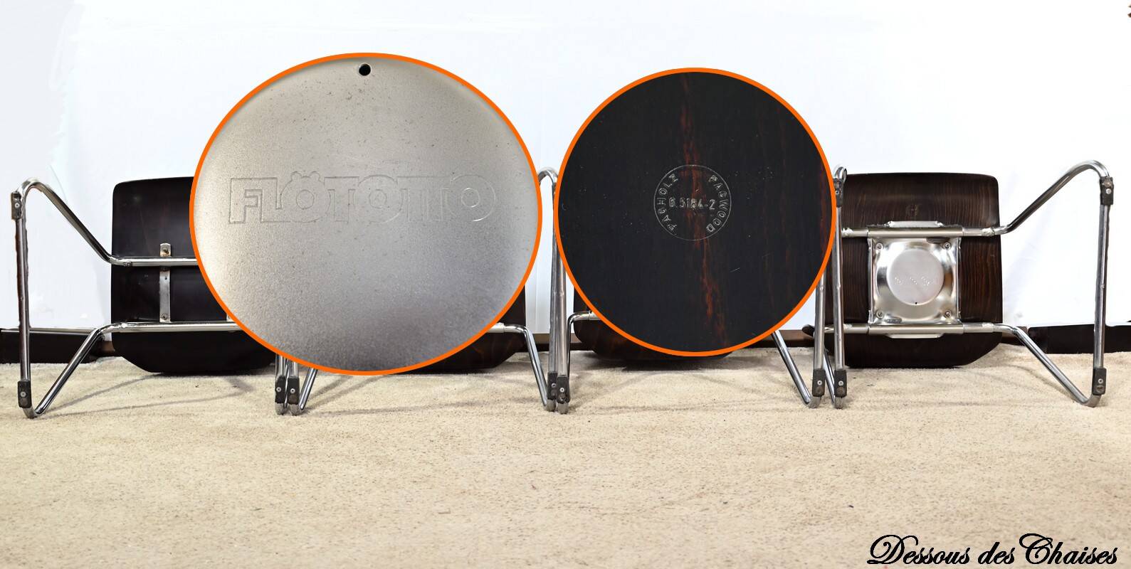 Set of 4 Pagwood Chairs, stamped Pagholz Flötotto – 1960