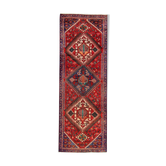 Handwoven geometric vintage runner rug long persian carpet -105x300cm