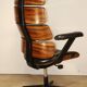 Fauteuil de bureau vintage en skaï et bois - 1970