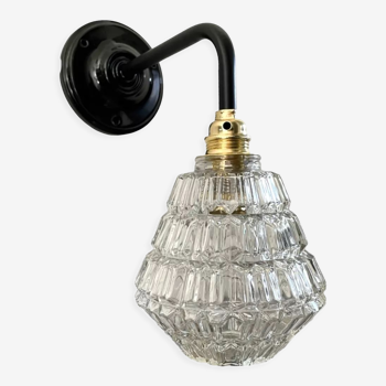 Vintage wall lamp in chiseled glass