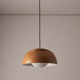 Pendant lamp by B+L Leuchten, orange dome shade and opal glass diffuser