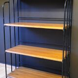 4-tier bookshelf - Wrought iron - Solid pine wood.