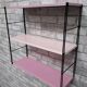 Pink metal string shelf, 2 tones, black uprights. 47x49x16 t1960 70.