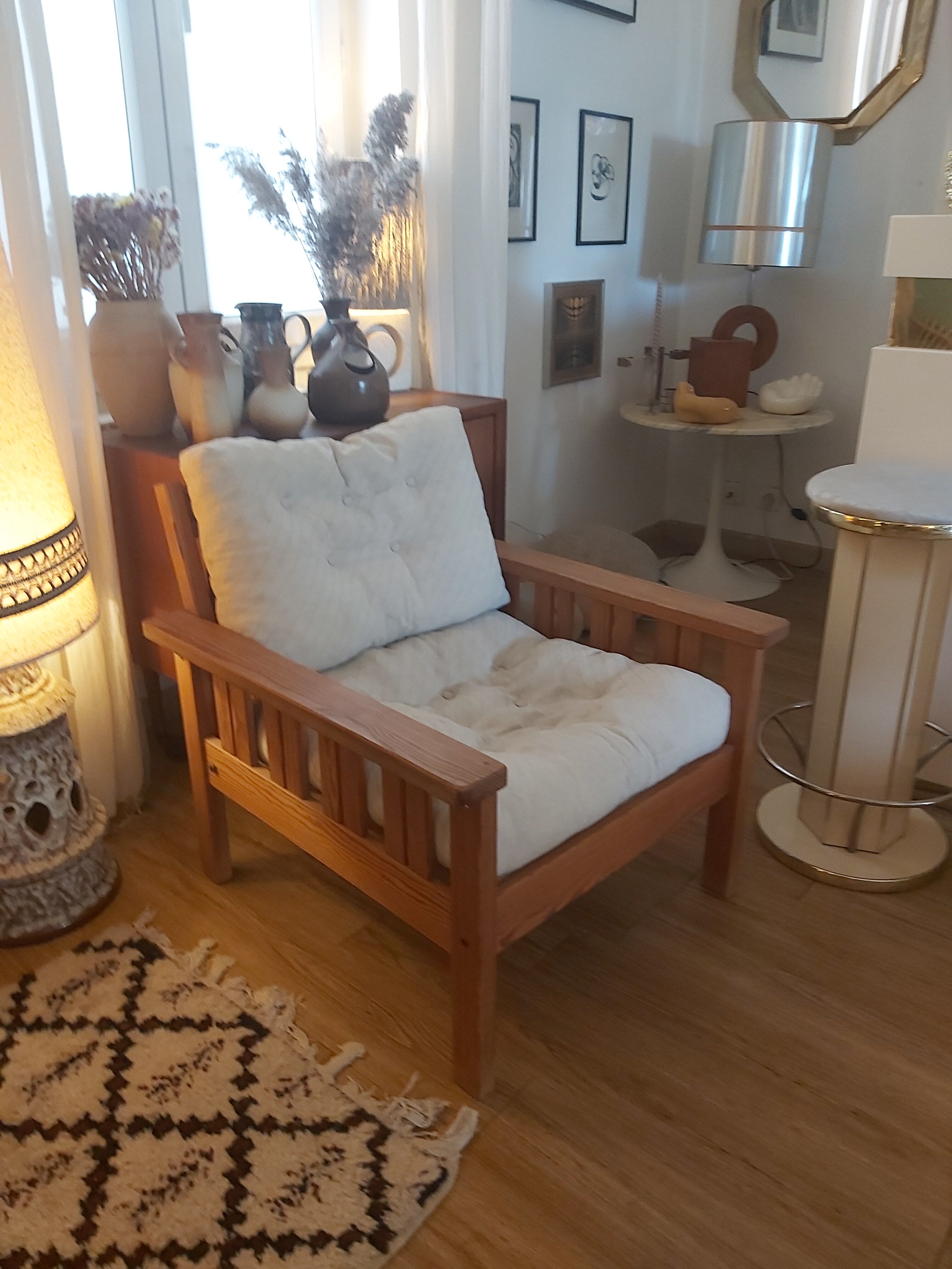 Vintage pine armchair