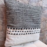 Berber zanafi square cushion cover - handmade - 100% wool and cotton - 45x45cm