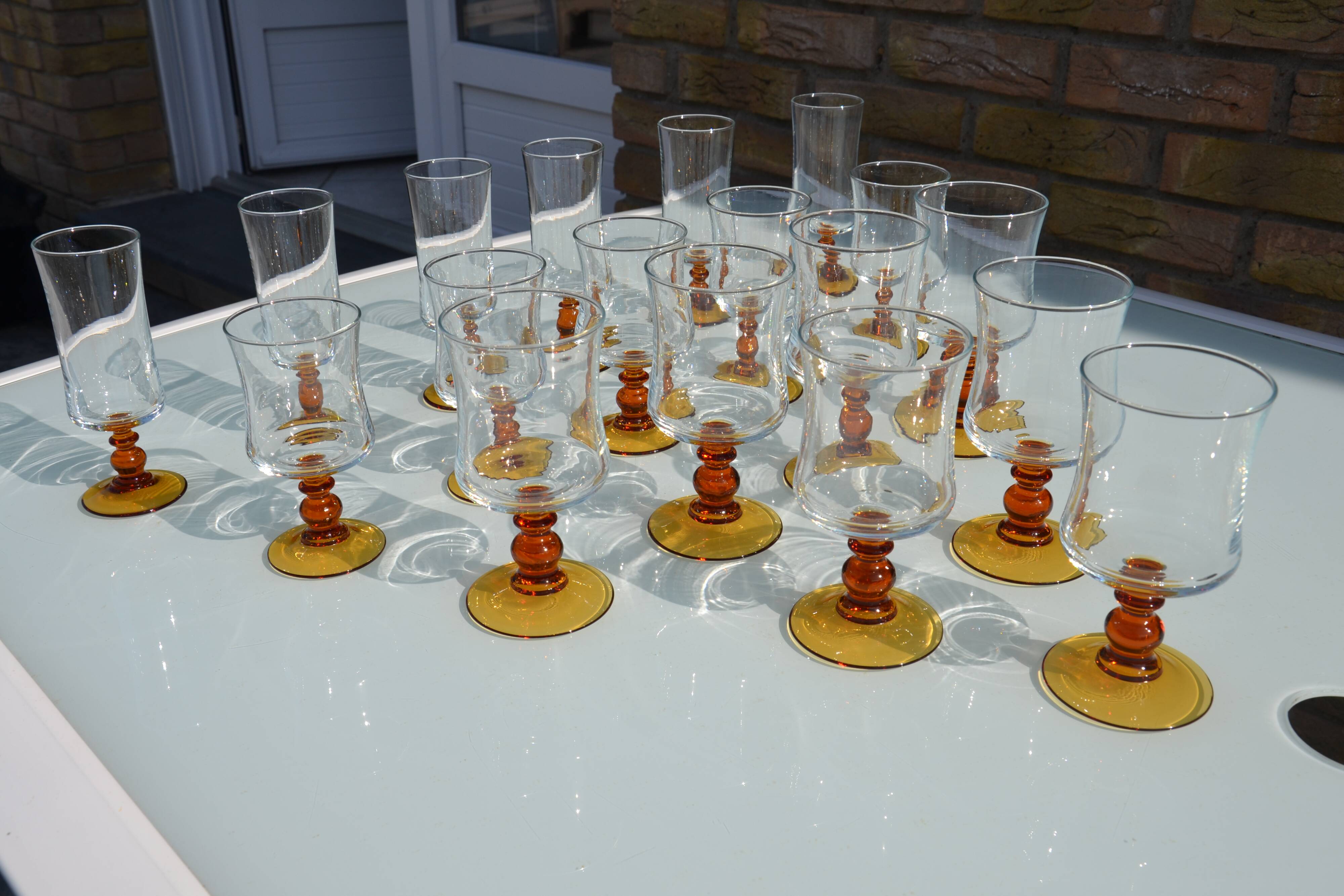 Ochre stemmed glasses from the 70s