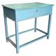 Console table desk blue desk with teak wood storage