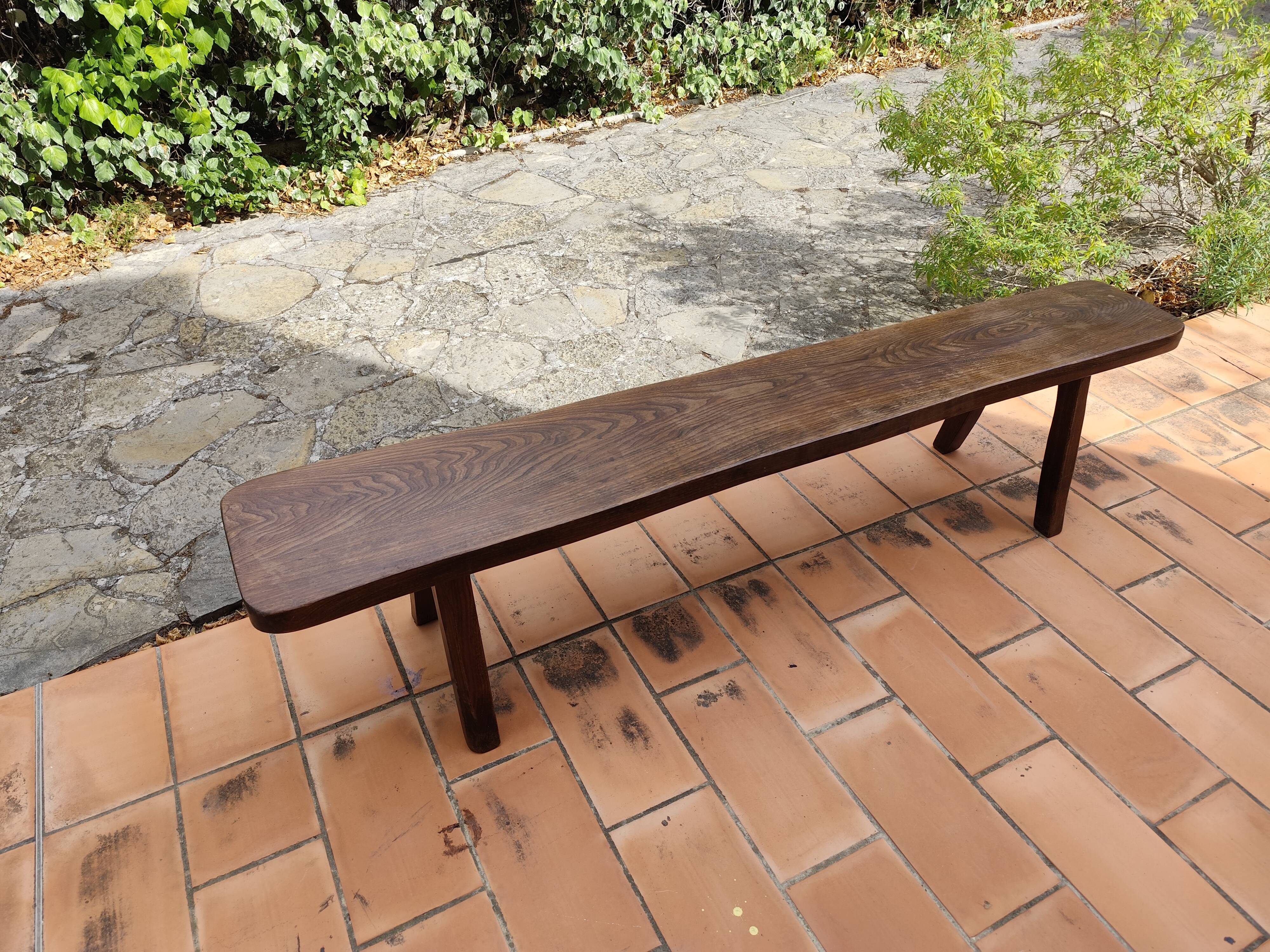 Olavi Hanninen bench solid elm brutalist vintage 1950