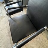 Set of 2 Jason Lite armchairs in black leather Walter Knoll
