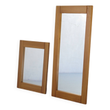 Pair of solid elm mirrors produced by the Regain group in 1980