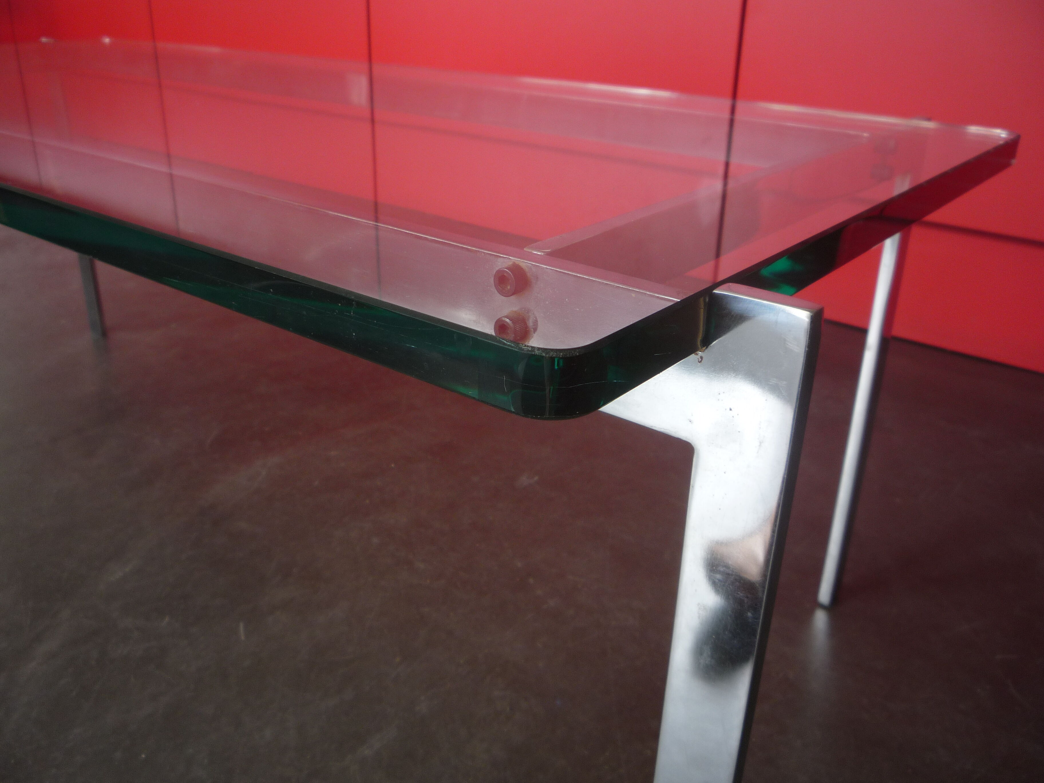 Vintage coffee table circa 1960 - chrome and very thick glass