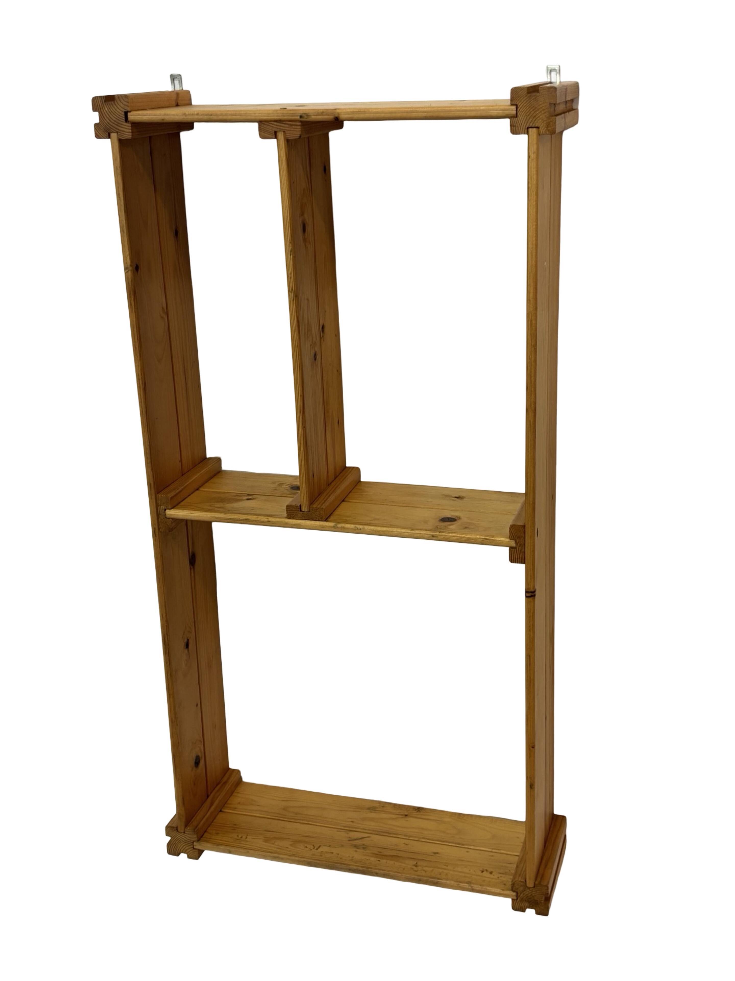 Vintage Wall shelf rack Pinewood wood 70s design