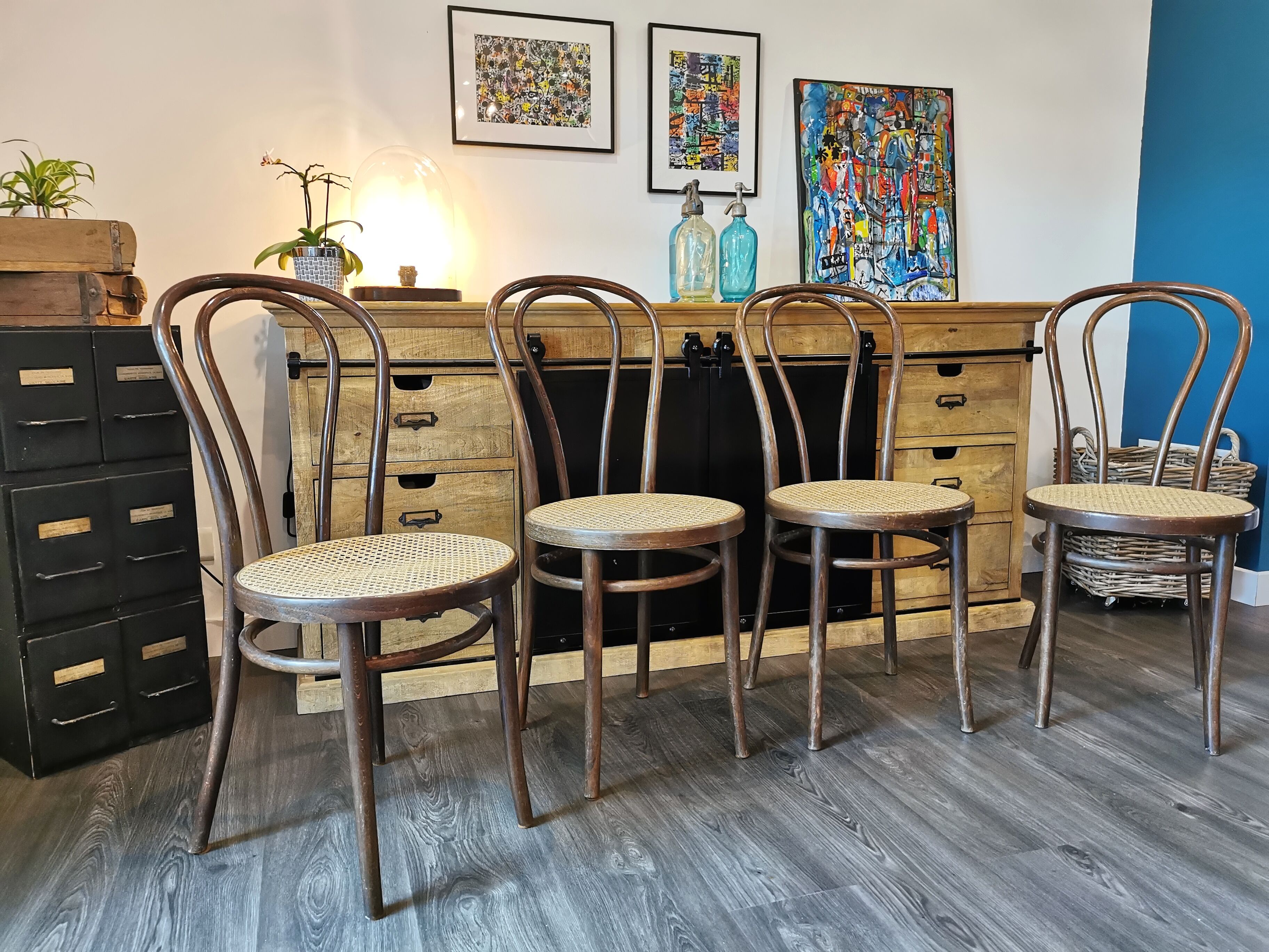 Series of 4 ZPM Radomsko bistro chairs for Thonet