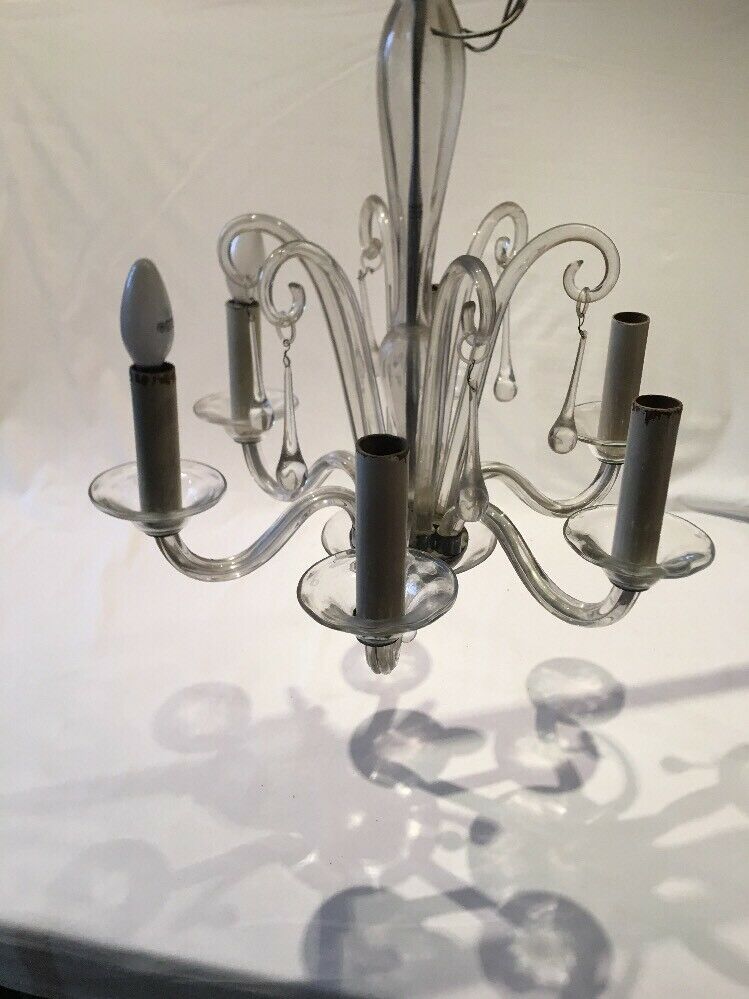 Murano glass chandelier shaped old drop 6 vintage branches