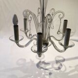 Lustre en verre de murano forme goutte ancien 6 branches vintage