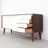 Vintage wooden sideboard with white fronts, 1960s