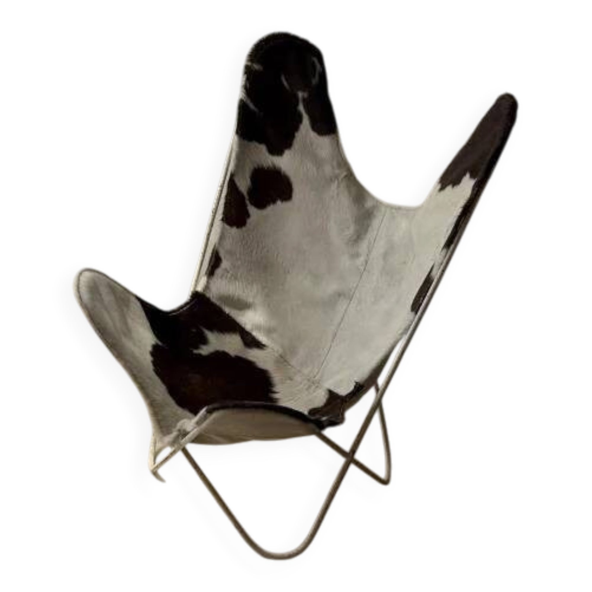 Fauteuil papillon vintage en cuir de vache des années 1970