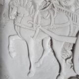 Large Chinese resin dish, carved patterns, signed