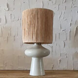 Tadelakt lamp with raffia lampshade