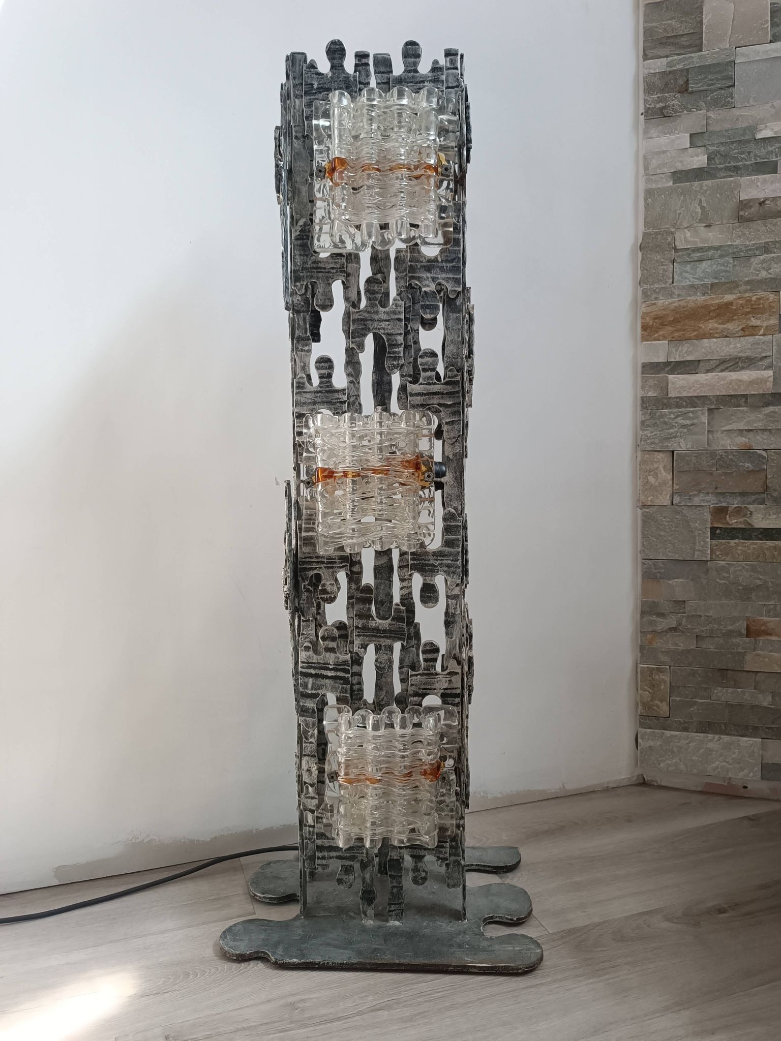 Brutalist floor lamp by Albano Poli for Poliarte, 1970s