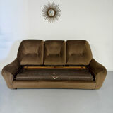 Cosy 3-seater sofa, convertible, French design from the 70s, vintage.