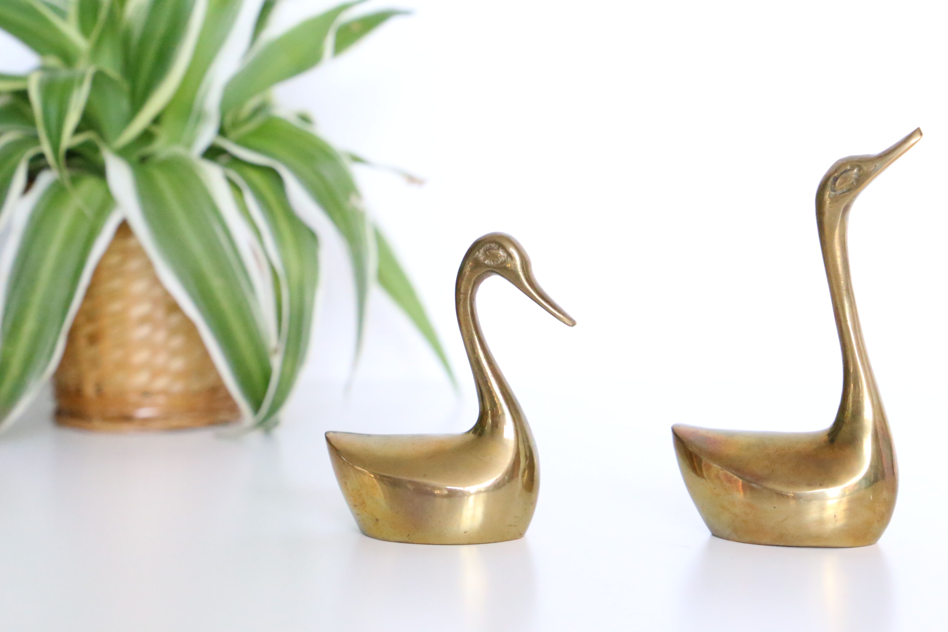 Brass goose duo, vintage paper press