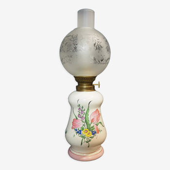 Electric concave kerosene lamp – reverbere collection – lunéville earthenware france