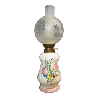 Electric concave kerosene lamp – reverbere collection – lunéville earthenware france