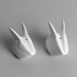 White ceramic rabbit salt shaker and pepper shaker