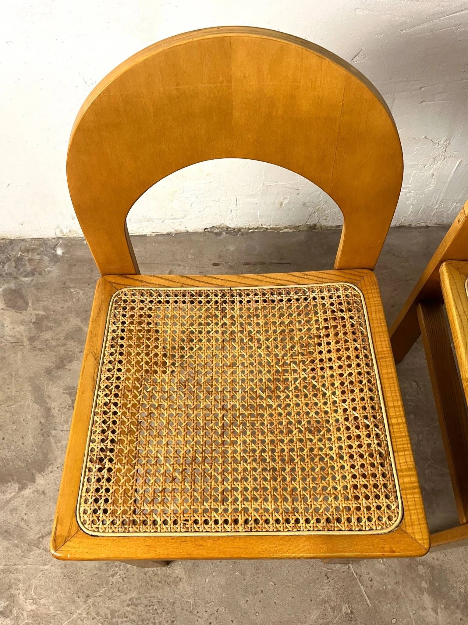 Set of 4 caned chairs Arcadia by Tagliabue di Cascina Armata, 1970-80.