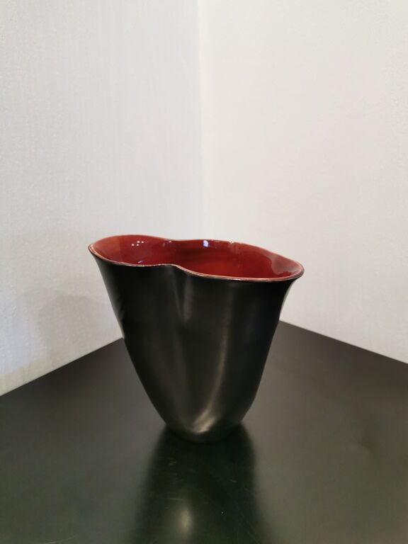 Vase Elchinger noir et bordeau