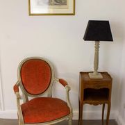 Pair of Louis XVI style medallion armchairs in orange velvet - circa 1950