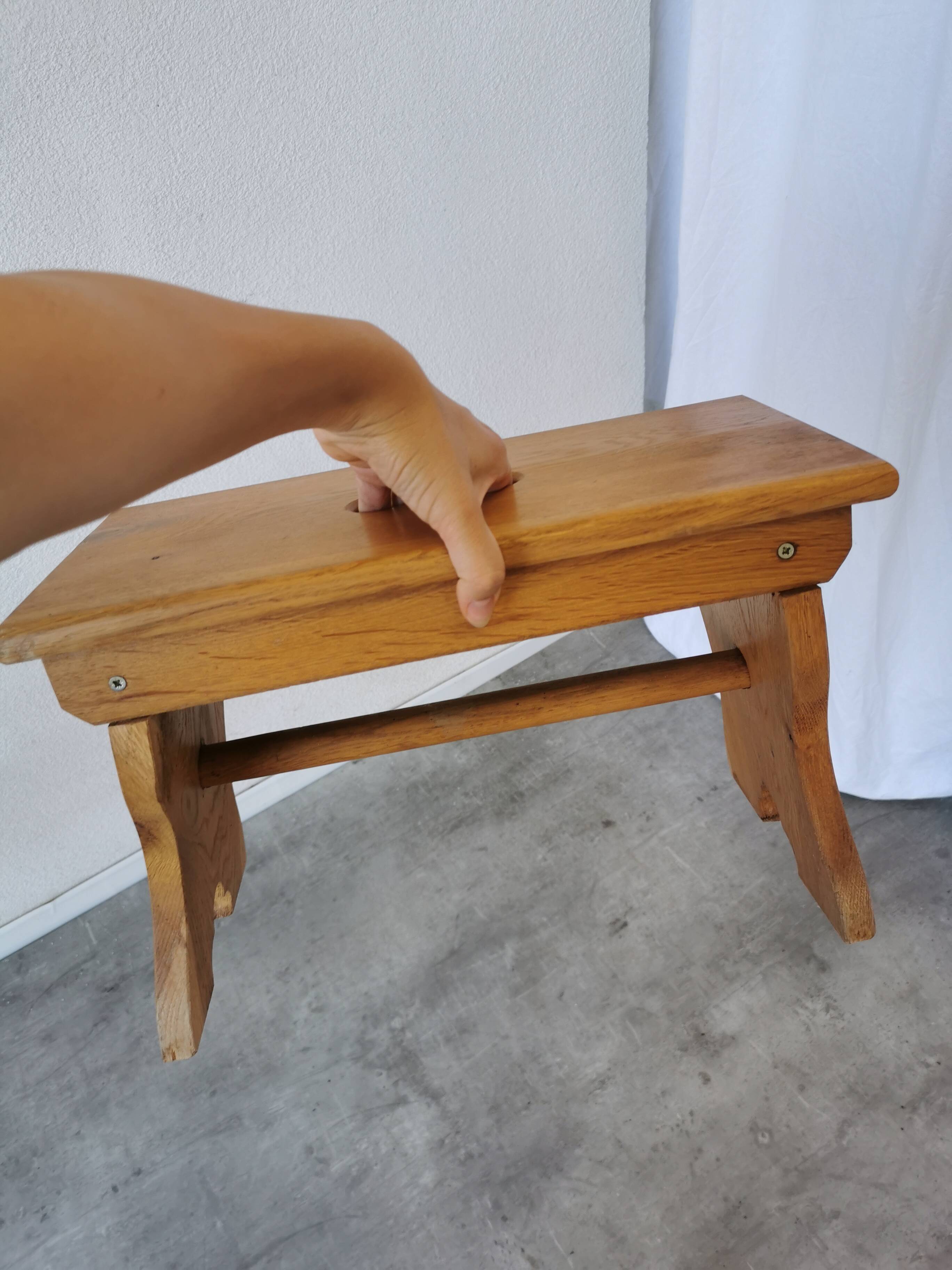 Vintage Wooden Footstool: Handcrafted Yugoslavian Pruchka, 1960s