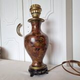 Beautiful cloisonné wood baluster table lamp