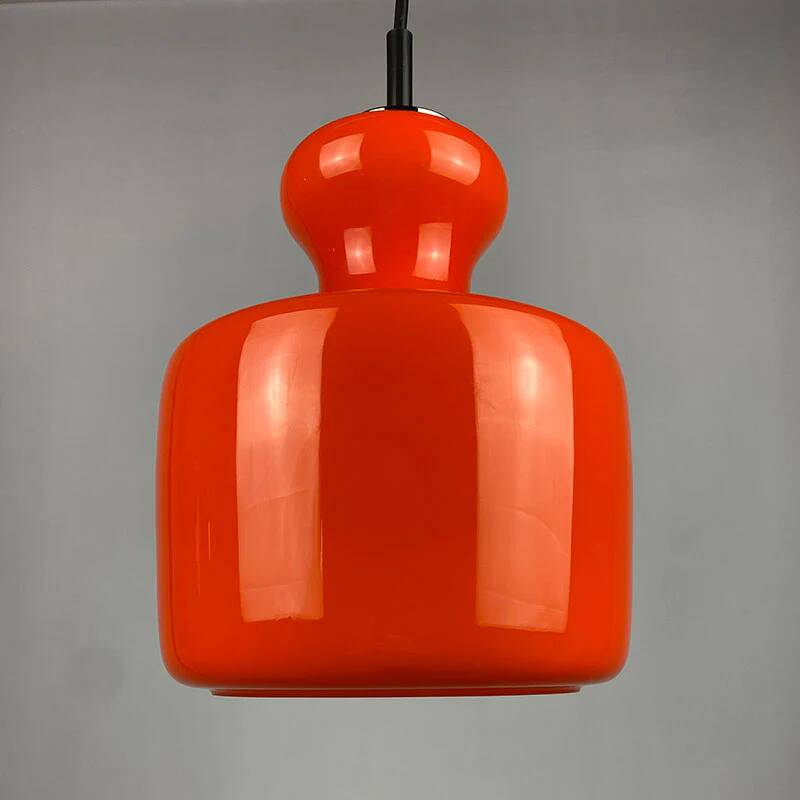 Bright orange glass pendant by Peill and Putzler 1960
