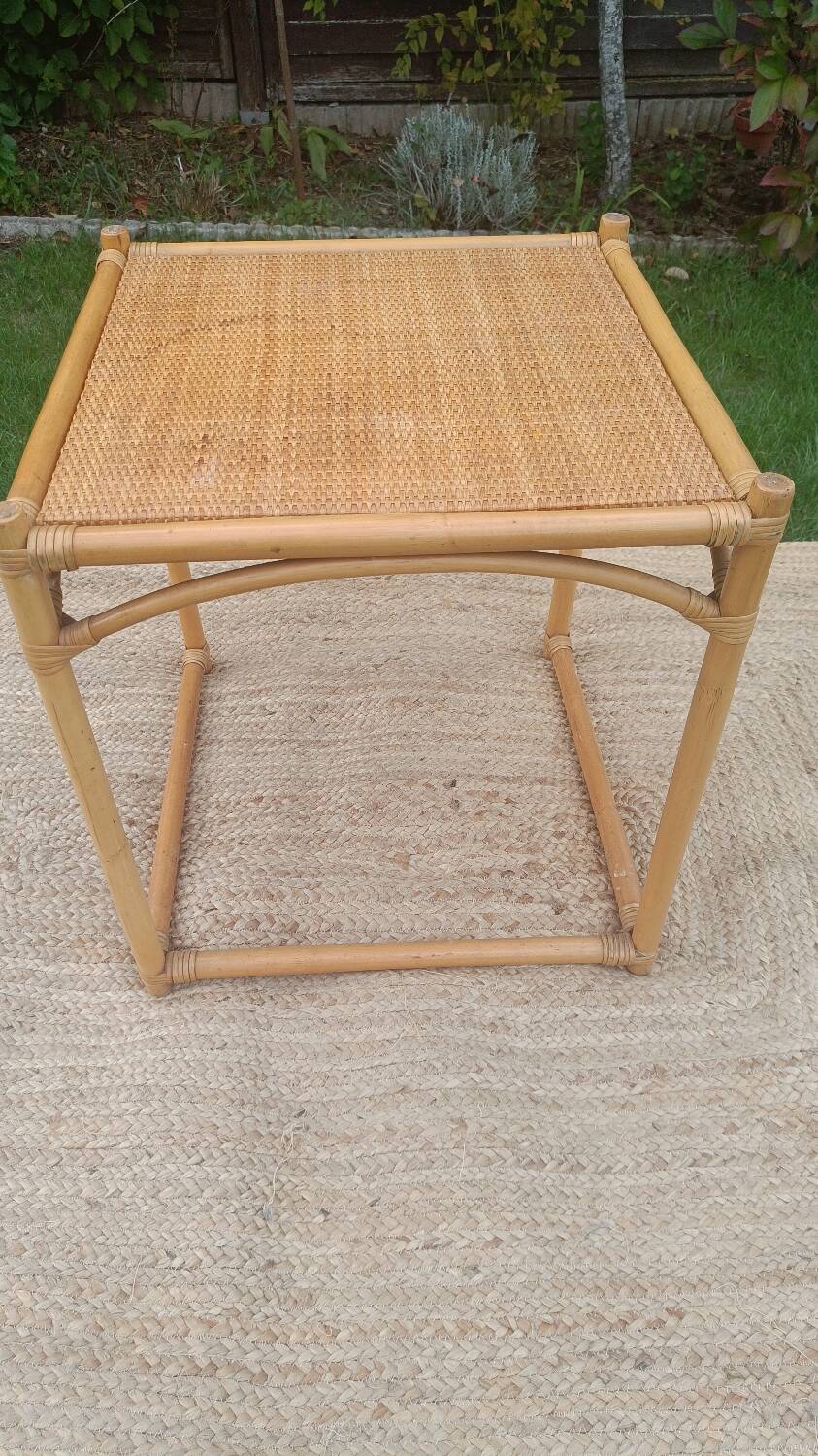 Vintage rattan and wicker coffee table