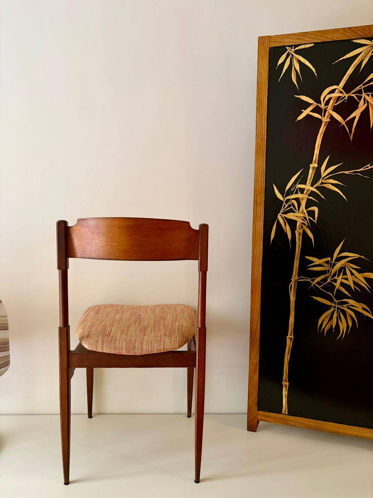 6 walnut chairs, Model 104, by Gianfranco Frattini for Cassina, Italy, 1960s.