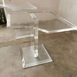 Pair of lucite, plexiglass end tables 1970