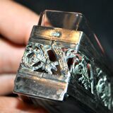 Empire salt shaker in silver metal ALPACA Saleron Napoléon III shuttle laurel frieze