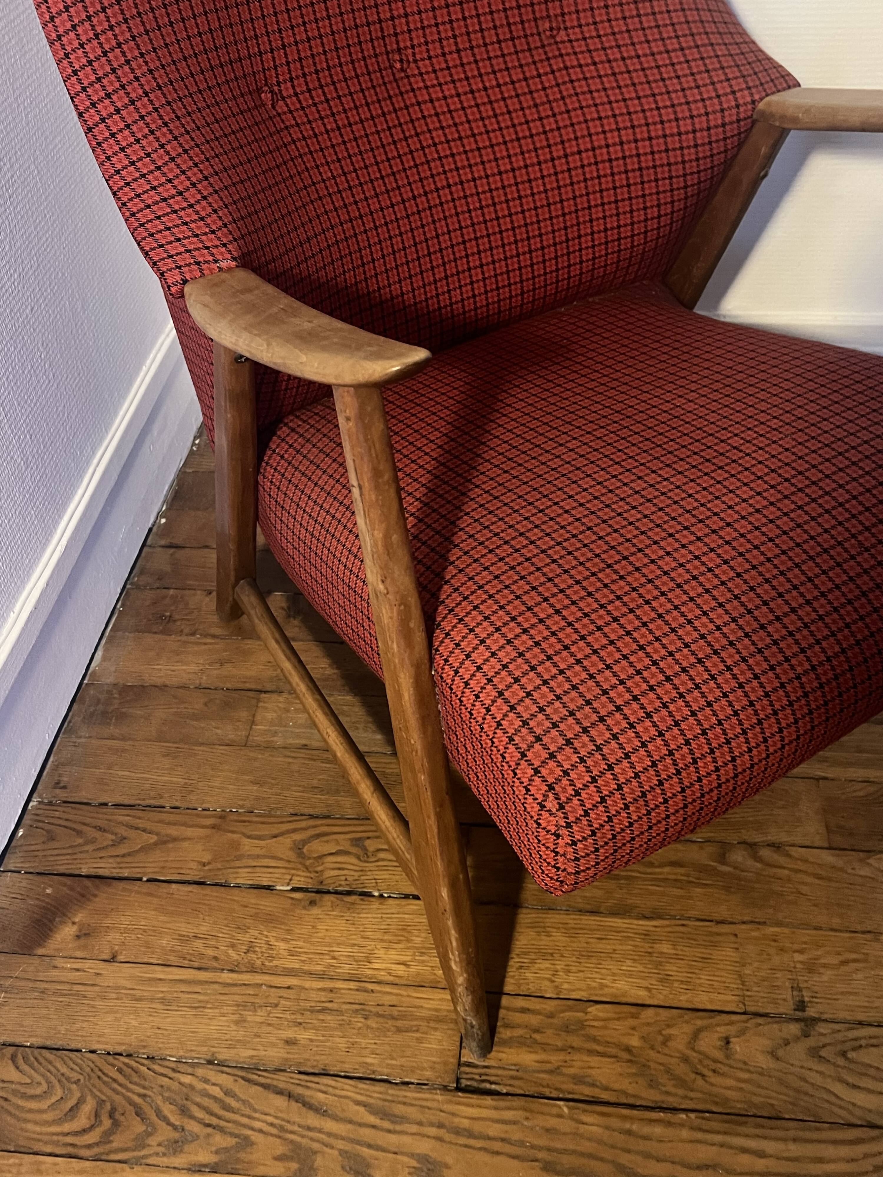 Red Houndstooth Armchair