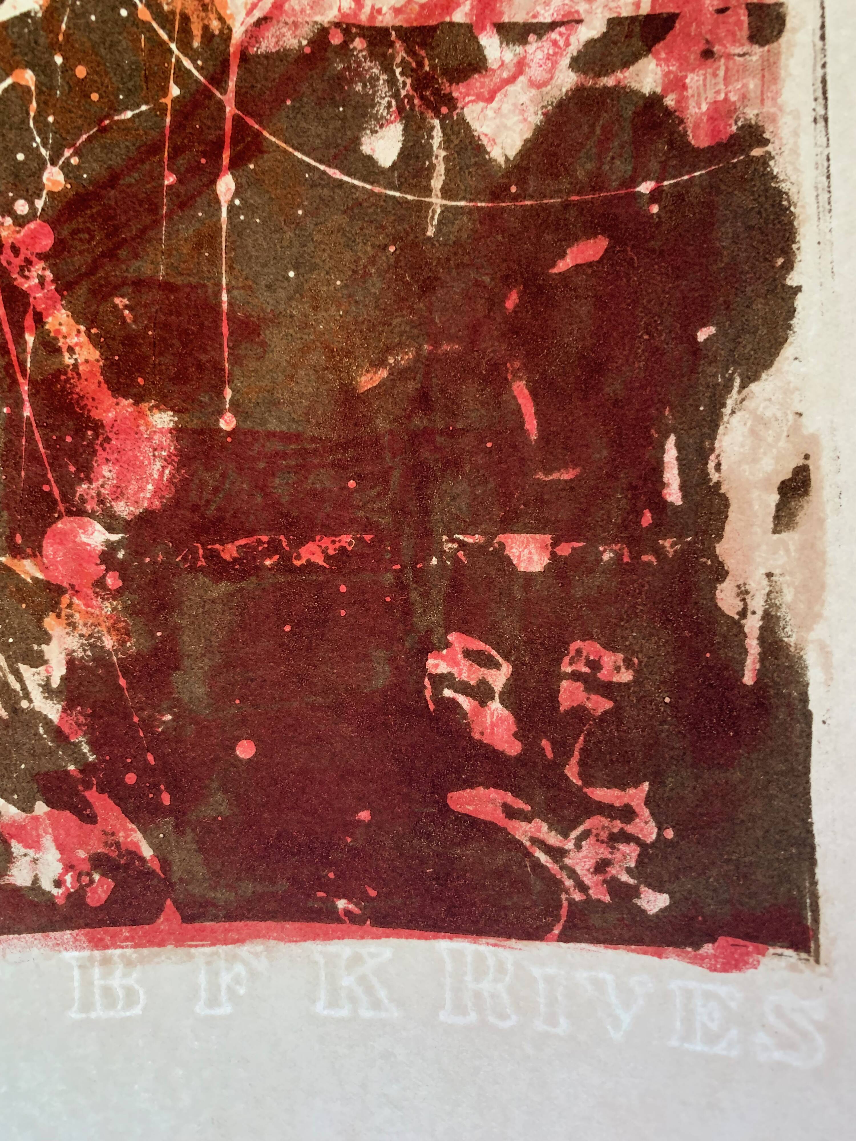Original lithograph – Red & Black Gesture Lyrical Abstraction 60-70