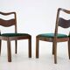 Set of 4 Czech Art Deco Walnut Dining Chairs in Green Velvet, 1930s