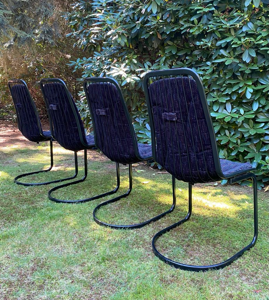 Set of four black highback dining chairs,  1970s