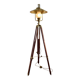 Vintage wooden and brass tripod lamp in marine style.