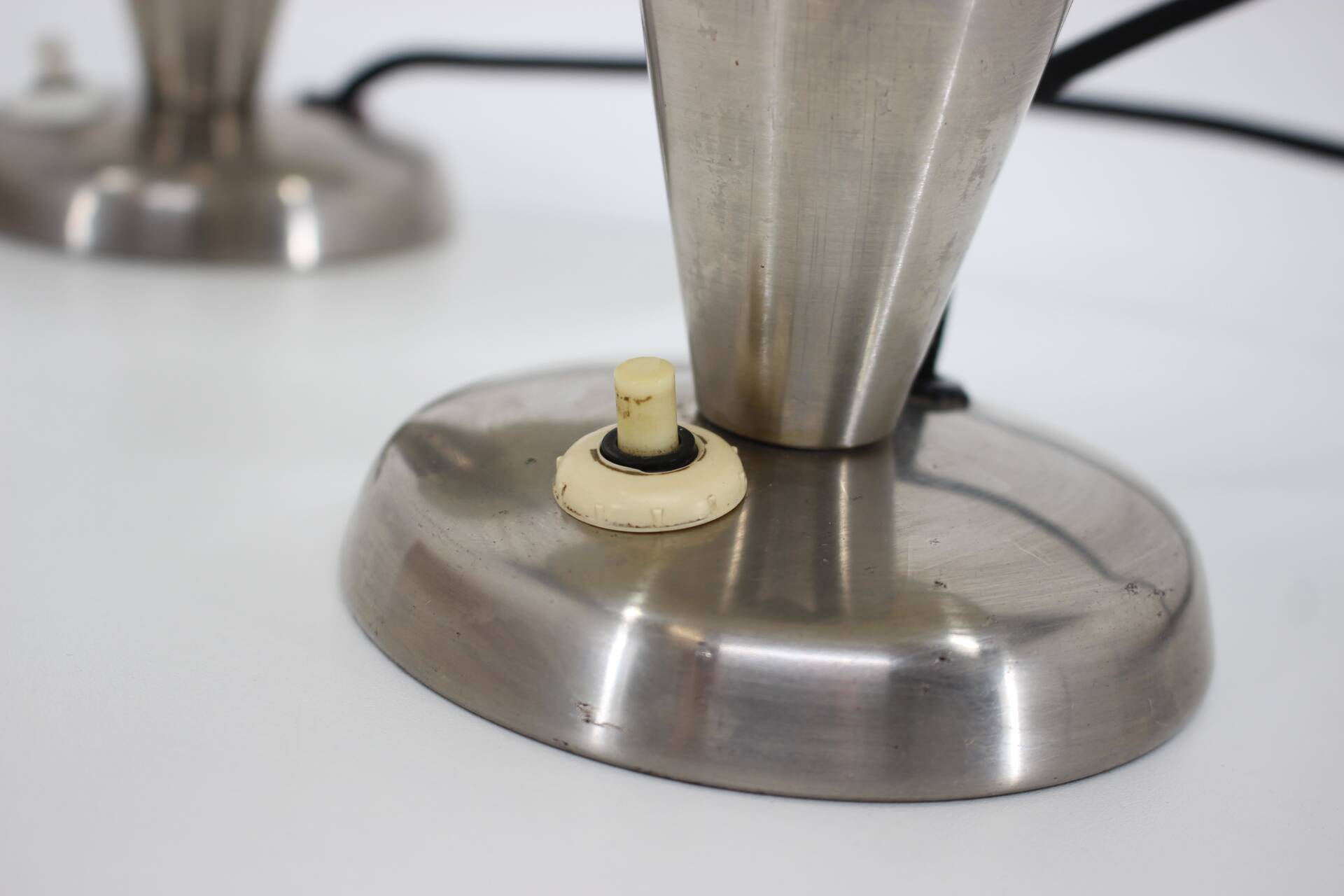 1930s Pair of  Chrome Plated Bauhaus Lamps, Czechoslovakia