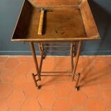 Table d'appoint en bois Napoléon III, table plateau à roulettes, XIXème